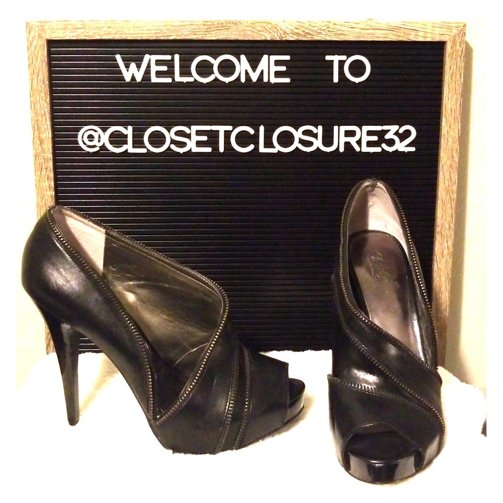 Carlos by Carlos Santana Black Leather Peep-Toe